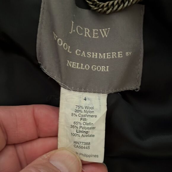 J. CREW Cashmere Wool blend Nello Gori Duffle Hooded Toggle Zipper Coat Jacket 4 - Picture 12 of 12